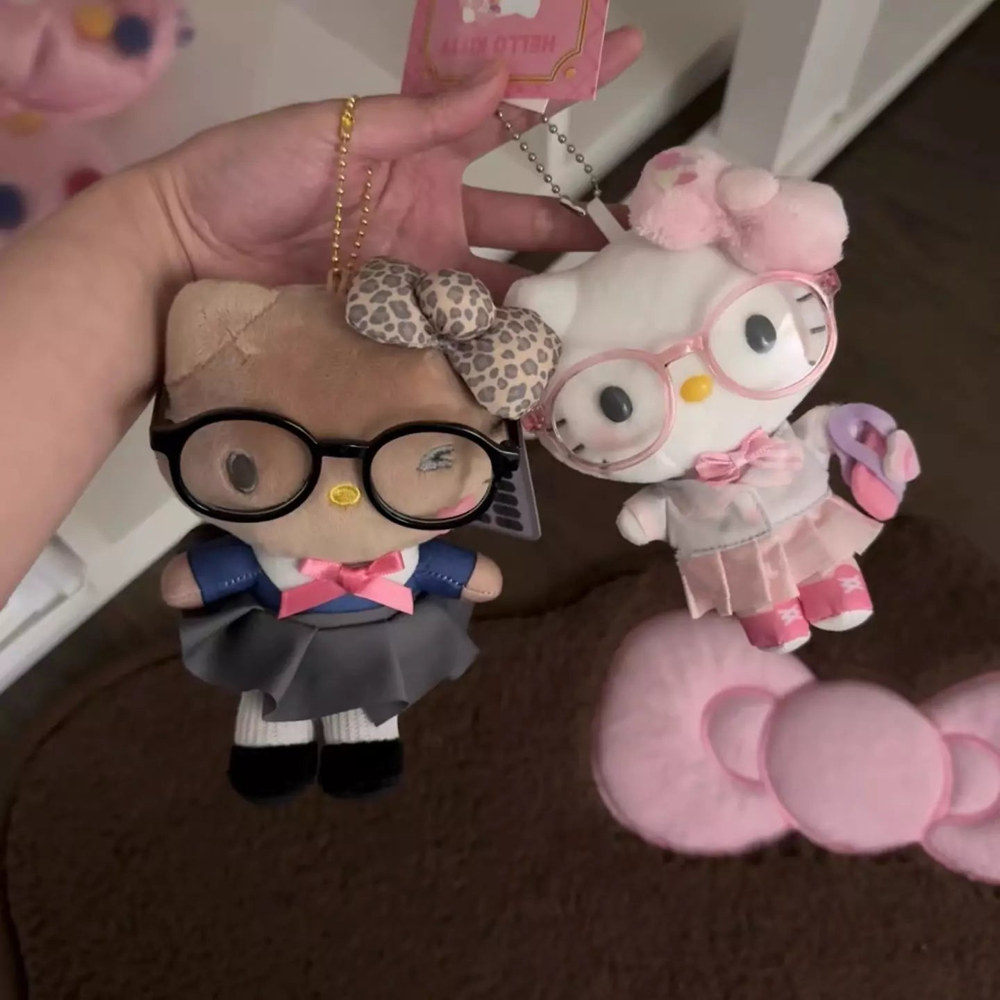 HelloKitty Pink Eyeglasses Plush Keychain