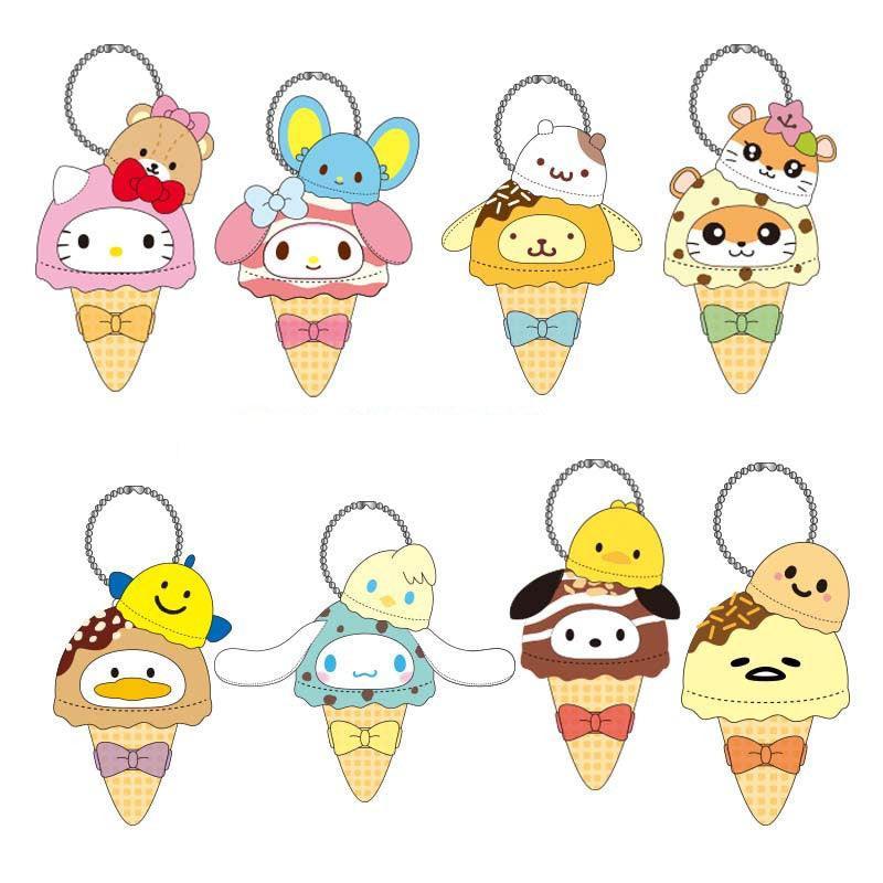 Sanrio Characters Ice Cream Plush Keychain