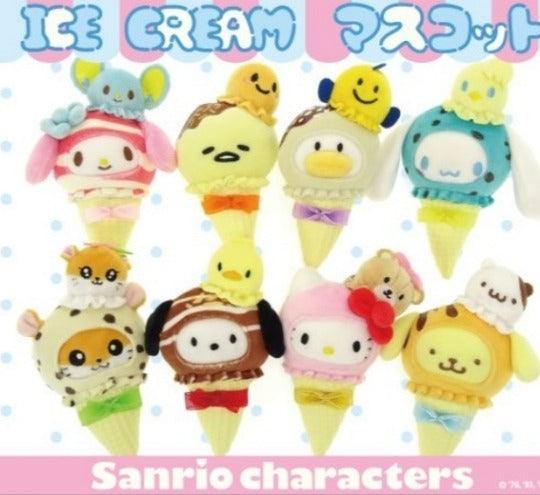 Sanrio Characters Ice Cream Plush Keychain